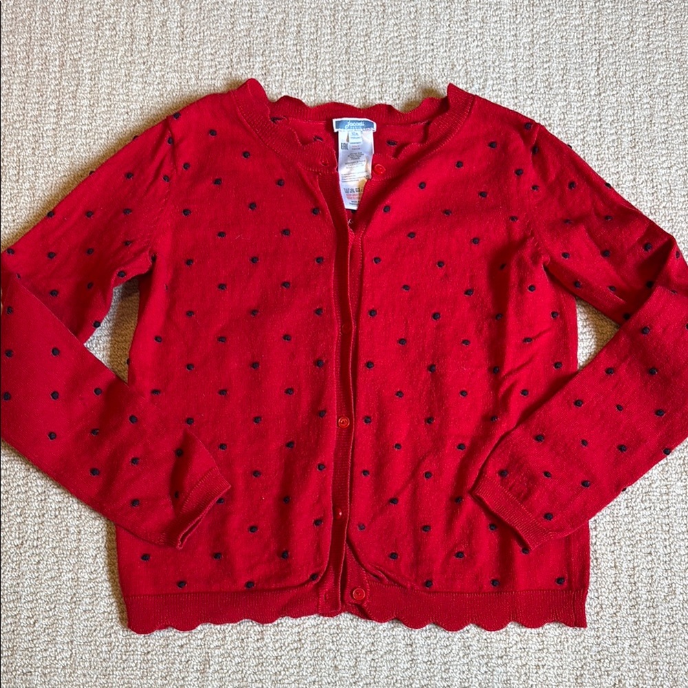 Jacadi girls Red Sweater with navy Dots